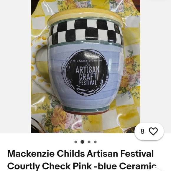 NWT Mackenzie -Childs Artisan Craft Festival Mug Glazed Ceramic or Clay Mug - Picture 7 of 9